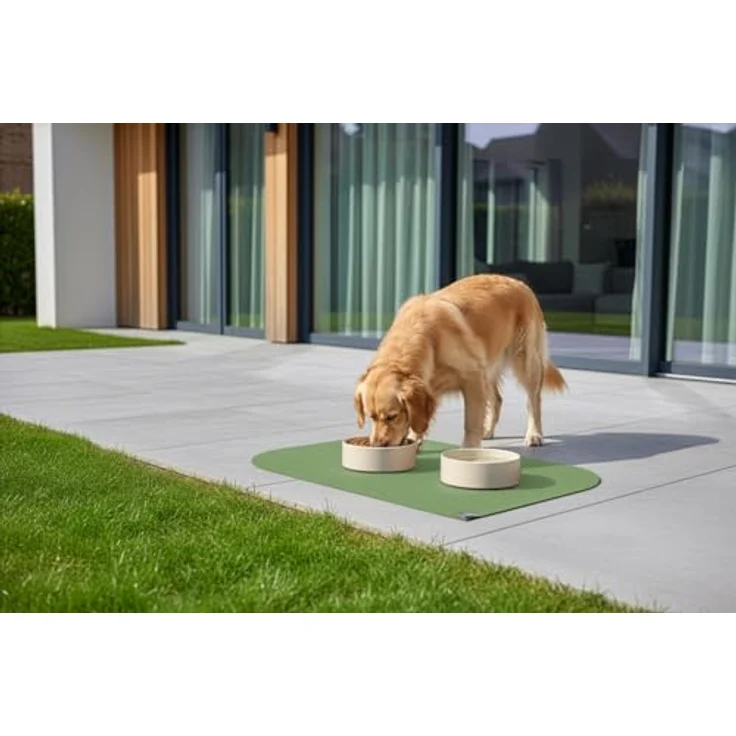SANOZOO® Napfunterlage „Blatt“, beidseitig rutschfest, waschbar für Hund & Katze, Made in Germany, Olivgrün 60 x 90 cm – Bild 3