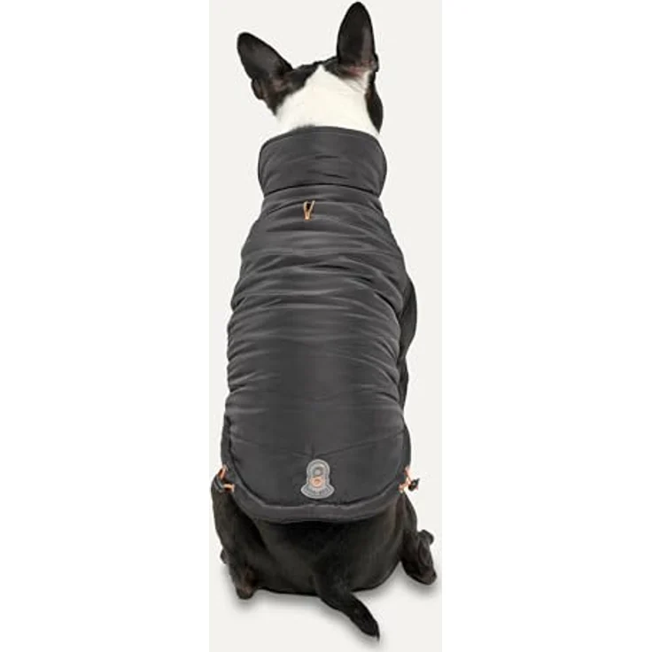 Goo-eez Gooeez Mock Neck Signature Jacket, XL Hundemantel in Schwarz mit wasserabweisender Aussenseite und plüschigem Futter – Bild 1