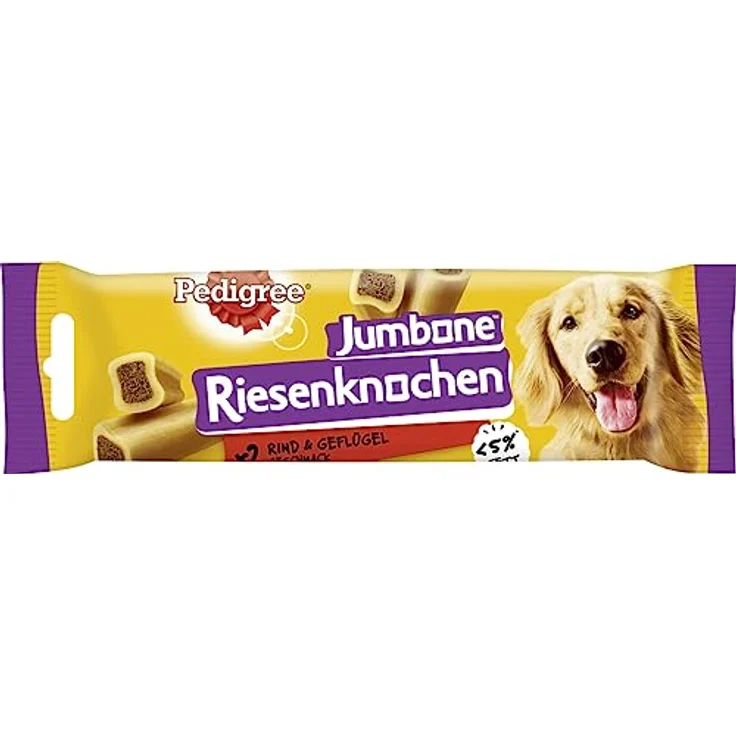 Pedigree Riesenknochen Hundesnack Medium, fettarm mit Rind und Geflügel, 180 g, ohne künstliche Farb- und Geschmacksstoffe – Bild 1