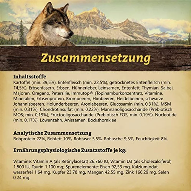 Wolfsblut Wild Duck Senior, Hunde-Trockenfutter mit Ente und Superfoods, 2kg, getreidefrei für ausgewachsene Hunde ab 7 Jahren – Bild 4