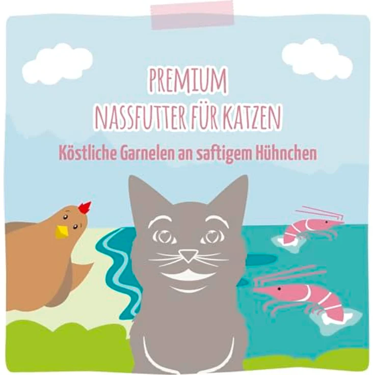 MjAMjAM Premium Nassfutter für Katzen, köstliche Garnelen an saftigem Hühnchen, getreidefrei, 6er Pack (6 x 200 g) mit extra viel Fleisch – Bild 5