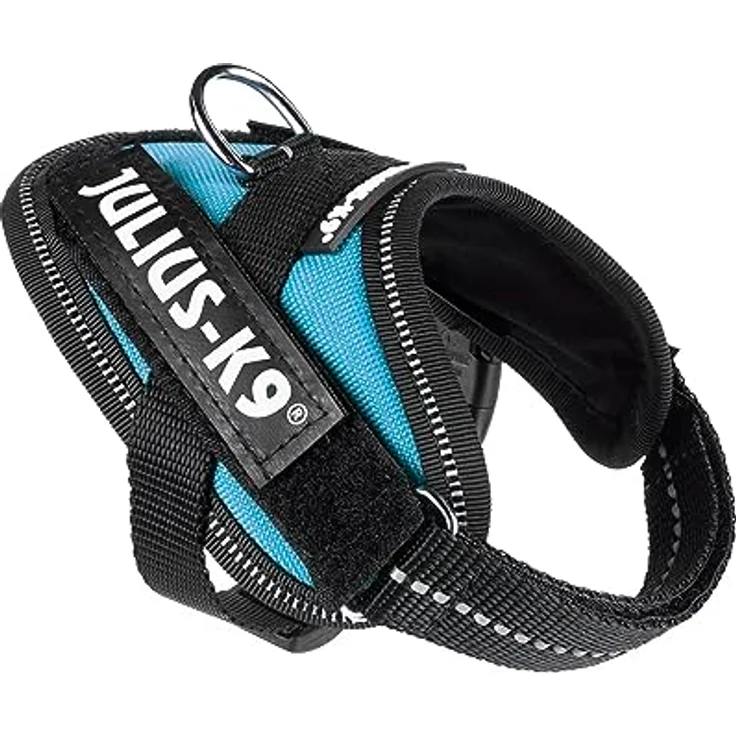JULIUS K-9 IDC Powergeschirr, Größe 3XS für Hunde bis 3 kg, Aquamarine, mit reflektierenden Elementen und Klettaufschriften – Bild 2
