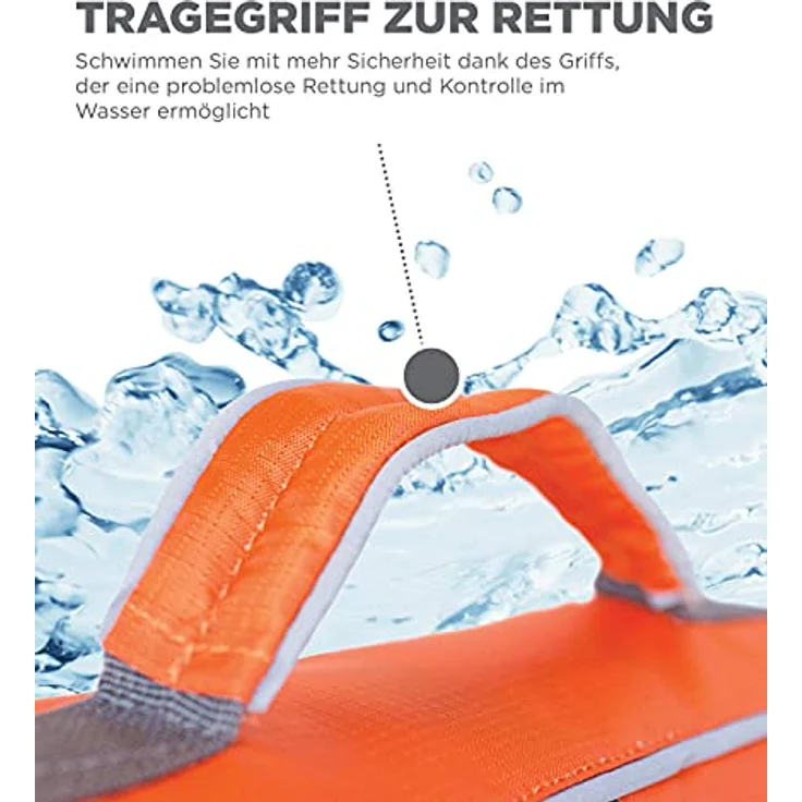 Outward Hound Kyjen 22019 Ripstop Rettungsweste für Hunde, verstellbar, Größe S, orange mit Reflexionselementen und Griff für schnelle Rettungsaktionen – Bild 4