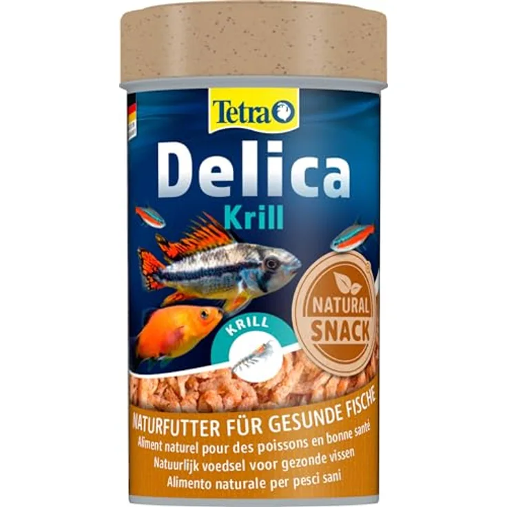 Tetra Delica Krill Naturfutter, 100% gefriergetrocknete Kleinkrebse, gesunde Snacks für Zierfische, 100 ml Dose