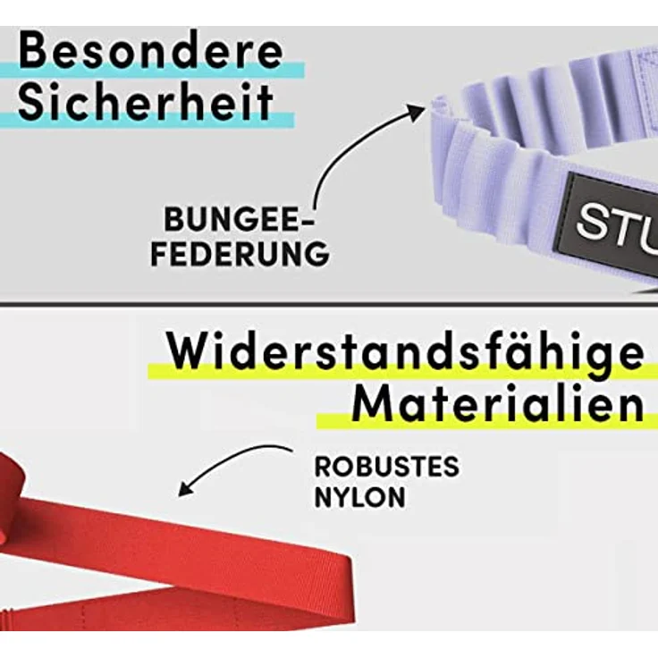 STUCH Universeller Bungee Sicherheitsgurt für Hunde & Katzen, längenverstellbar (60-80cm), passend für alle Autotypen, schwarz – Bild 3