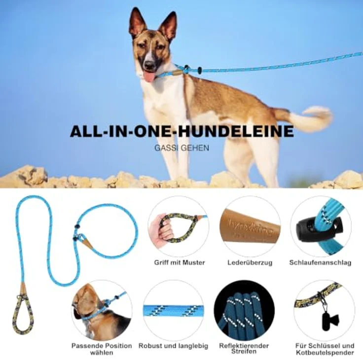 lynxking Reflektierende 180cm Hundeleine mit Zugstopp und Gepolstertem Griff, Ideal für Training und Gassi gehen – Bild 2