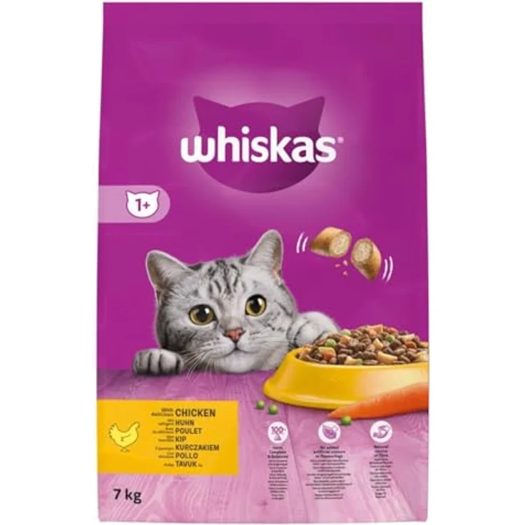 Whiskas 1+ Adult Huhn, komplettes Katzenfutter mit Knusprigen Knackits®, 7 kg – Bild 5
