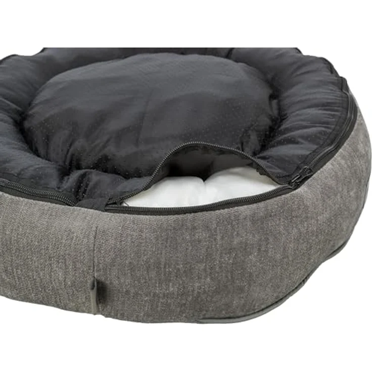 Trixie Hundebett Vital Lennox, rundes orthopädisches Hundekissen in Grau, Ø50cm mit viskoelastischem Schaum für Memory-Effekt, pflegeleicht und rutschfest - 371320 – Bild 4