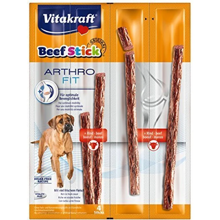 Vitakraft Beef Stick Arthro-Fit, 40 x 12g, hochproteinreicher Hundesnack mit 93% Fleischanteil, zuckerfrei und ohne Farbstoffe – Bild 1