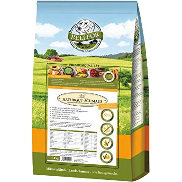 Bellfor Naturgut-Schmaus, Kaltgepresstes hypoallergenes Trockenfutter für ernährungssensible Hunde mit Insekten, getreidefrei, 4 kg – Bild 1