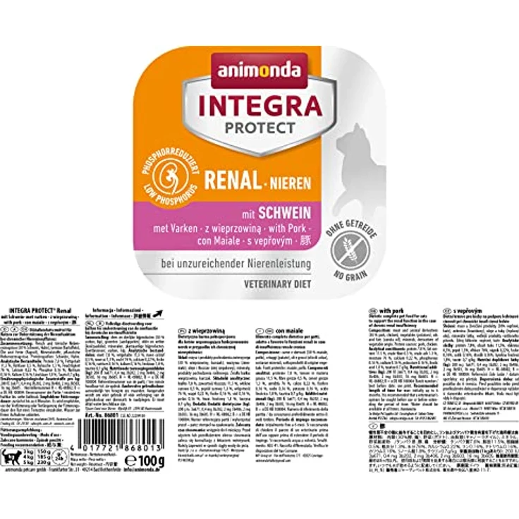 animonda INTEGRA PROTECT Katzenfutter nass Renal (Nieren) Schwein, Diätalleinfutter für erwachsene Katzen, 16 x 100g, vom Tierarzt empfohlen, niedriger Eiweiß- und Phosphorgehalt – Bild 2