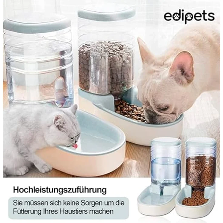 Edipets Automatischer Futterspender für Katzen und Hunde, 2 Einheiten, 3.8L Futter- und Wasserspender, Grau – Bild 5