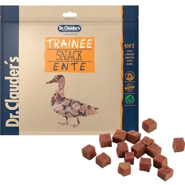Dr. Clauder's Trainee Snack, 500g Leicht verdauliche Snacks aus 95% Ente mit Inulin für Hunde und Katzen, schonend dampftrocknet – Bild 1