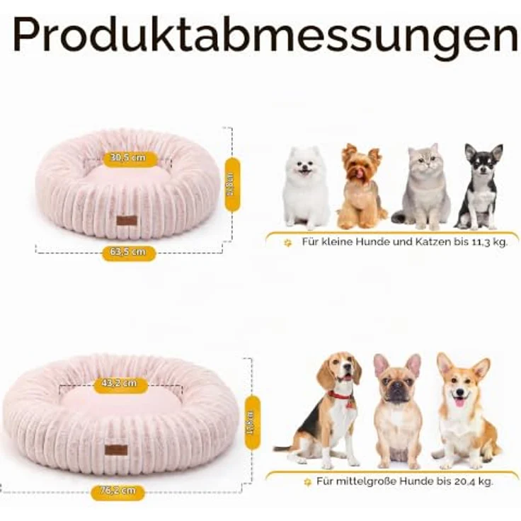 FUKUMARU Hundebett, orthopädisches Katzenbett mit waschbarem Bezug, modernes Design mit Farbverlauf, 64 x 64 x 18 cm, Rosa – Bild 5