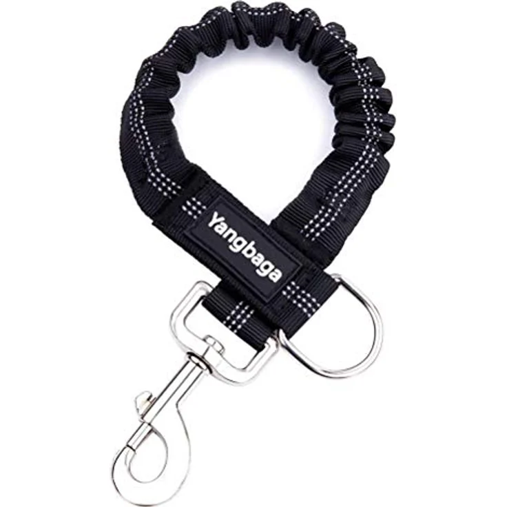 Yangbaga Ruckdämpfer, elastische Hundeleine mit Zugdämpfung, nylon Kurzleine für Hunde bis 9 kg, Schwarz (26 cm, dehnbar auf 38 cm) – Bild 1