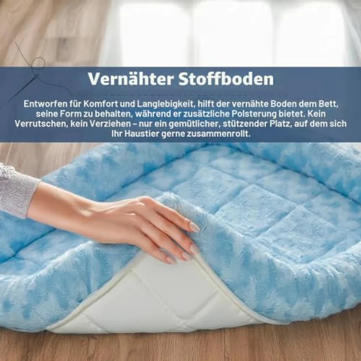 MidWest Homes for Pets QuietTime Fashion XS-Hundebett, Kunstfell-Randpolster in Blau, ultraweich, maschinenwaschbar, geeignet für 59 cm große Käfige und Boxen für kleine Hunde und Katzen – Bild 5