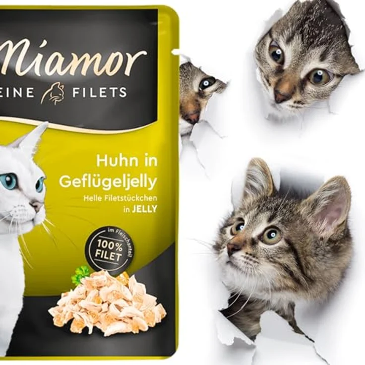 Miamor Feine Filets Pouch 6 x 100 g - Huhn in Geflügeljelly, getreidefreies Katzen-Nassfutter, fettarm und leicht verdaulich – Bild 3
