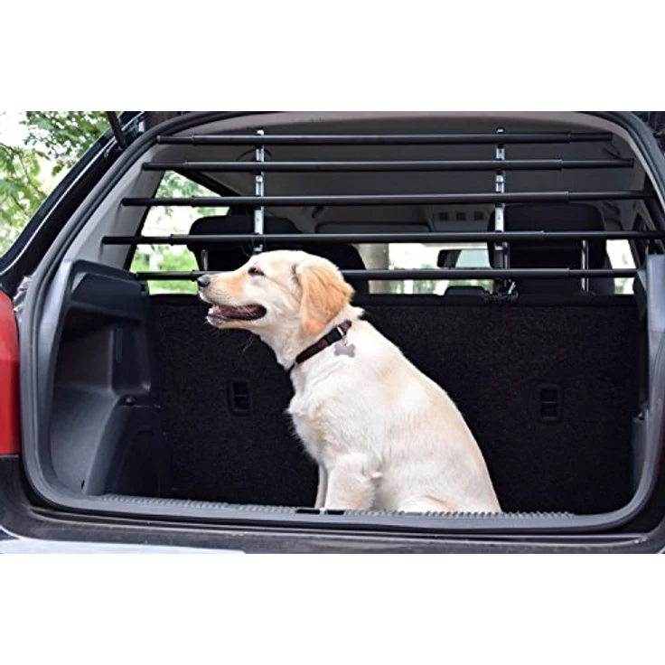 dobar® 62200 Walky Barrier Trenngitter, umklappbares Kofferraum Hundegitter aus Edelstahl, einstellbar 28-36 cm Höhe & 82-141 cm Breite, schwarz – Bild 5