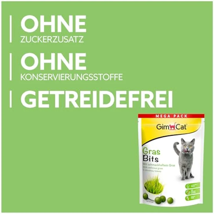GimCat Gras Bits, Getreidefreier und vitaminreicher Katzensnack mit echtem Gras, 1 Beutel (425 g) – Bild 3