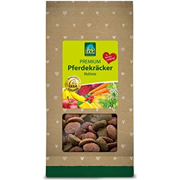 LEXA Pferdekräcker Multimix 1,0 kg Beutel, abwechslungsreiche Leckerlis für Ihr Pferd, 9 Sorten
