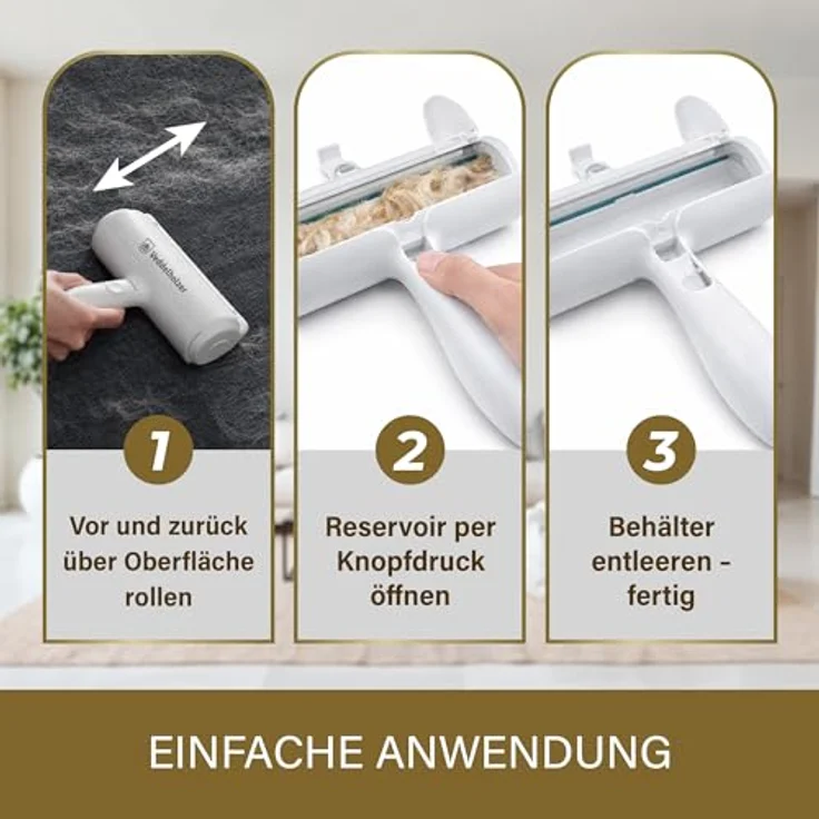 Veddelholzer Tierhaarentferner 2-in-1 Set mit Fusselroller, wiederverwendbar und abwaschbar, effektive Haarentfernung für Möbel, Kleidung und Autositze – Bild 4