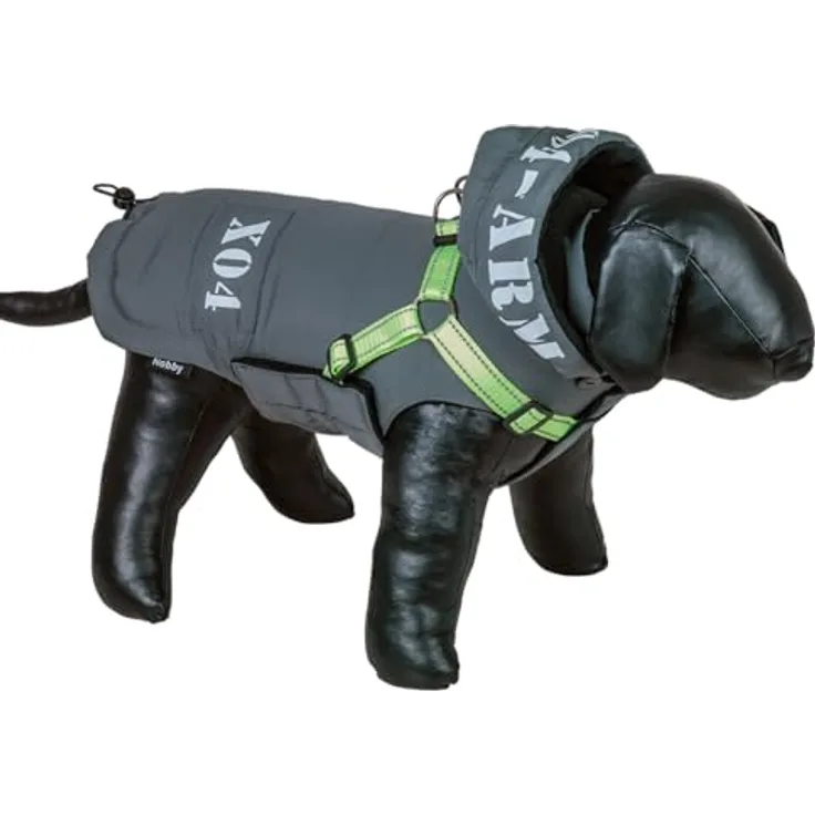 Nobby Hundemantel XO4 2 in 1, grau mit Fleecefutter und verstellbarem, reflektierendem Geschirr, 36 cm