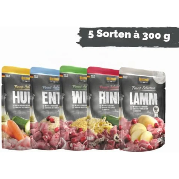 Belcando Finest Selection Hundefutter 15x300g Mixpaket – Nassfutter in 5 Sorten: Rind, Lamm, Huhn, Ente & Wild, getreidefrei, hohe Akzeptanz, premium Qualität aus Deutschland – Bild 2