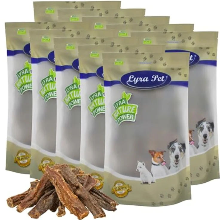 Lyra Pet® Rinderdörrfleisch 10 kg, naturbelassener Kauartikel als proteinreiche Belohnung für Hunde, zahnhygienisch, luftgetrocknet
