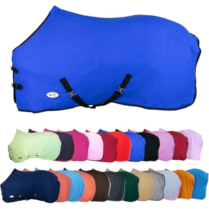 RL24 Abschwitzdecke mit Kreuzgurt BASICLINE, atmungsaktiv und schnelltrocknend, königsblau, 125cm – Bild 1