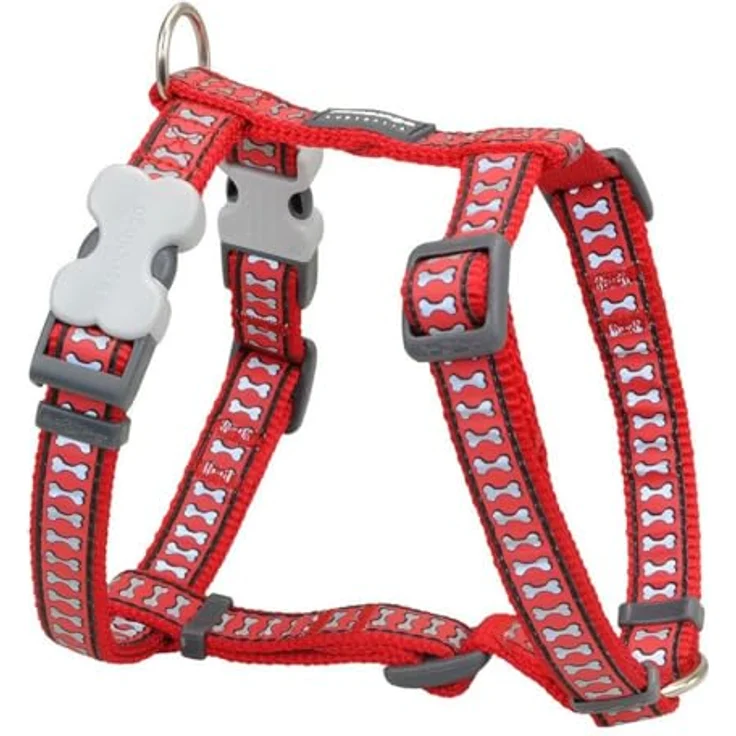 Red Dingo Hunde-Geschirr Rot Knochen, Reflektierend, Halsumfang 37-61 cm – Bild 2