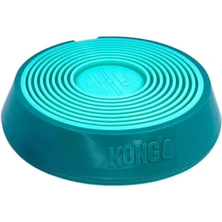 KONG Licks Spinz Hundespielzeug, kniffliges Schleckspielzeug mit drehbaren Platten, blaugrün, Größe L (Ø 20,3 x H 4,5 cm) – Bild 4