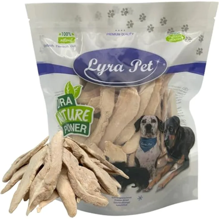 Lyra Pet® 200 g gefriergetrocknete Entenbrust | Hundeleckerli für Welpen & Senioren | Proteinreicher, fettarmer Snacks | Wiederverschließbarer Zip-Beutel
