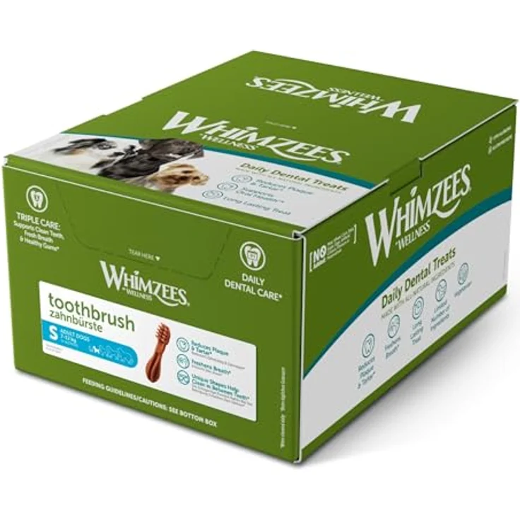 WHIMZEES Zahnbürste Größe S, glutenfreier Hundesnack zur Plaque- und Zahnsteinbeseitigung, 150 St. im Display (1 x 2.25 kg) – Bild 3