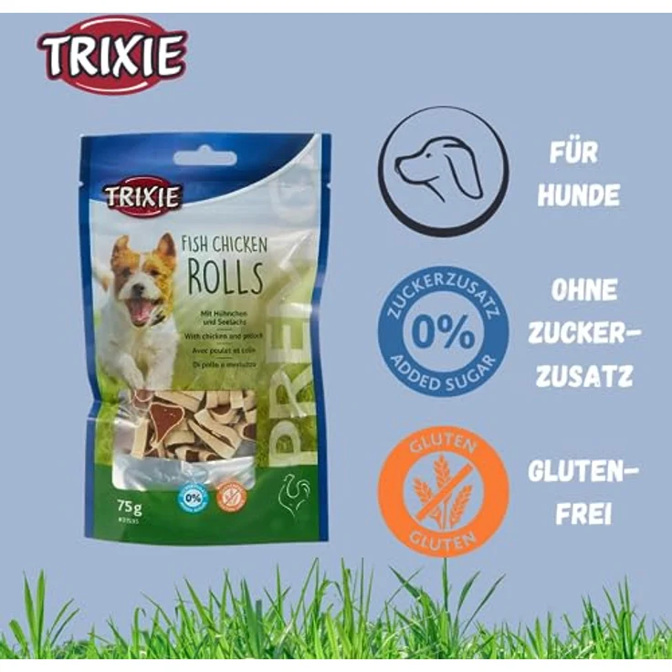 TRIXIE PREMIO Hunde-Chicken Rolls, glutenfreie Hundeleckerli ohne Getreide & Zucker, 75g - hochwertige Belohnung für Training & Zuhause, 100% natürlich – Bild 5