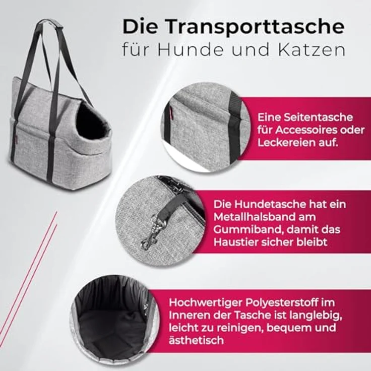 BOUTIQUE ZOO Hundetasche Schwarz Schwarz/Minky, Tragetasche für kleine und mittlere Hunde und Katzen, bis 10 kg, mit abnehmbarem Kissen und Sicherheitsgurt – Bild 3