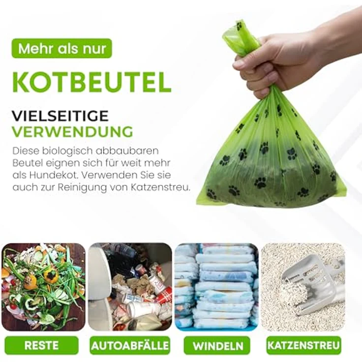 ALL PETS UNITED® Hundekotbeutel biologisch abbaubar, 300 Stück, 100% kompostierbar mit Spender, 22 x 31 cm, auslaufsicher und plastikfrei – Bild 5