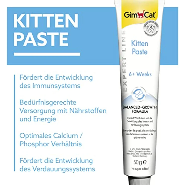 GimCat EXPERT LINE Kitten Paste, Funktionaler Katzensnack zur Förderung von Wachstum und Immunentwicklung, 1 Tube (50 g) – Bild 2