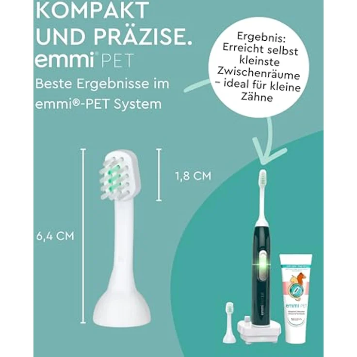 Emmi-pet emmi-PET A1-S2 Ultraschall Aufsteckbürsten, 2er Set für kleine Hunde, Katzen & Welpen, sanfte Zahnpflege ohne Schrubben – Bild 3