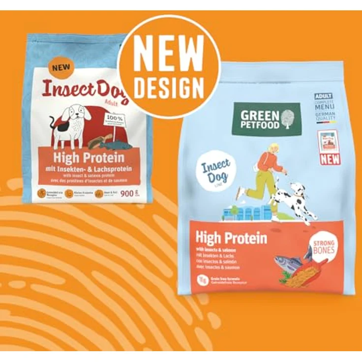 Green Petfood InsectDog High Protein, Trockenfutter mit Insekten & Lachs, getreidefrei, 3 kg, kleine Krokette für aktive Hunde – Bild 2