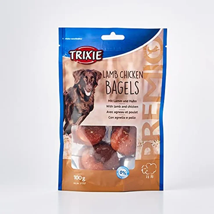 TRIXIE Premio Lamb Chicken Bagels, Hundesnack mit 56% Fleischanteil, hochproteinhaltig, 100 g im wieder verschließbaren Beutel – Bild 3