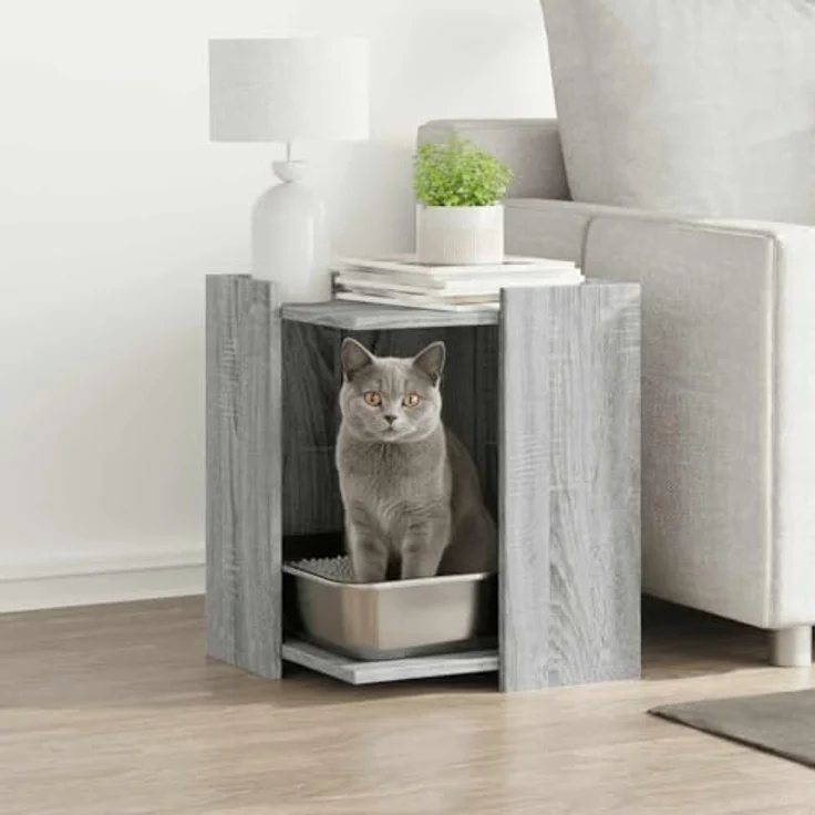 vidaXL Katzentoilette, Katzenklo Grau Sonoma 42x42x51 cm Holzwerkstoff – Bild 3