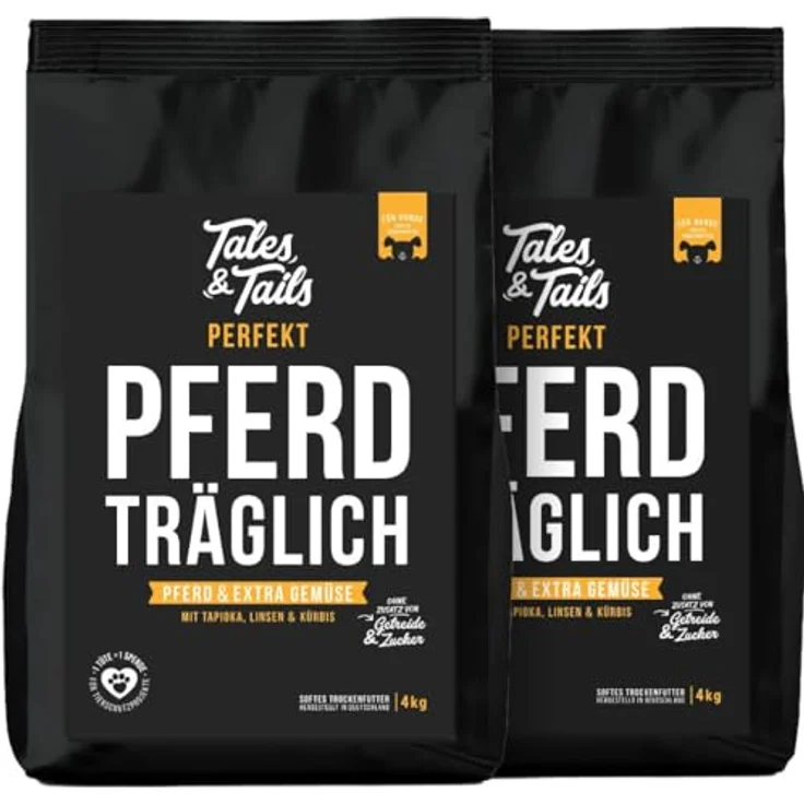 Tales & Tails Halbfeuchtes Trockenfutter für Hunde, Getreidefrei, Monoprotein Pferd, 4 kg (2er Pack) – Bild 1