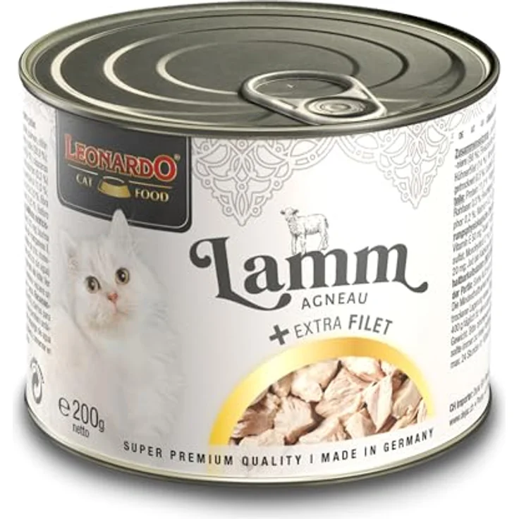 LEONARDO Katzenfutter Lamm und extra Filet, getreidefreies Nassfutter mit Lamm und Hühnerfilet, 6x200g, Alleinfuttermittel mit frischem Geflügel, ohne Zusatzstoffe – Bild 2