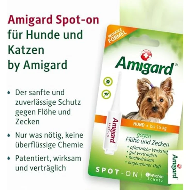 Amigard Spot-On 1er Pack für kleine Hunde, gegen Zecken und Flöhe, 1 Monat Schutz, pflanzliche Wirkstoffe, ohne Parfüm und Konservierungsmittel, vegan – Bild 3