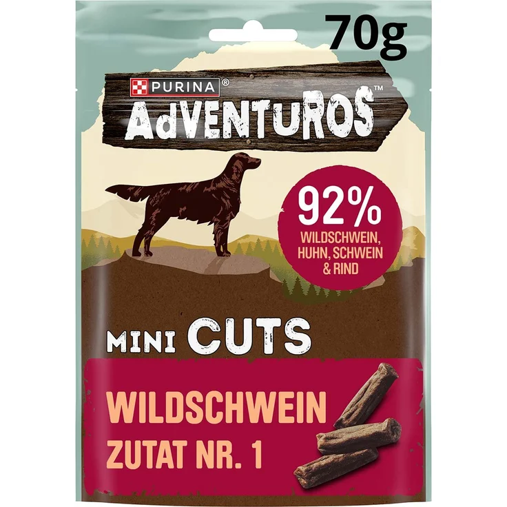 Purina Adventuros Mini CUTS Hundesnacks, Wildschwein, getreidefrei, 70g
