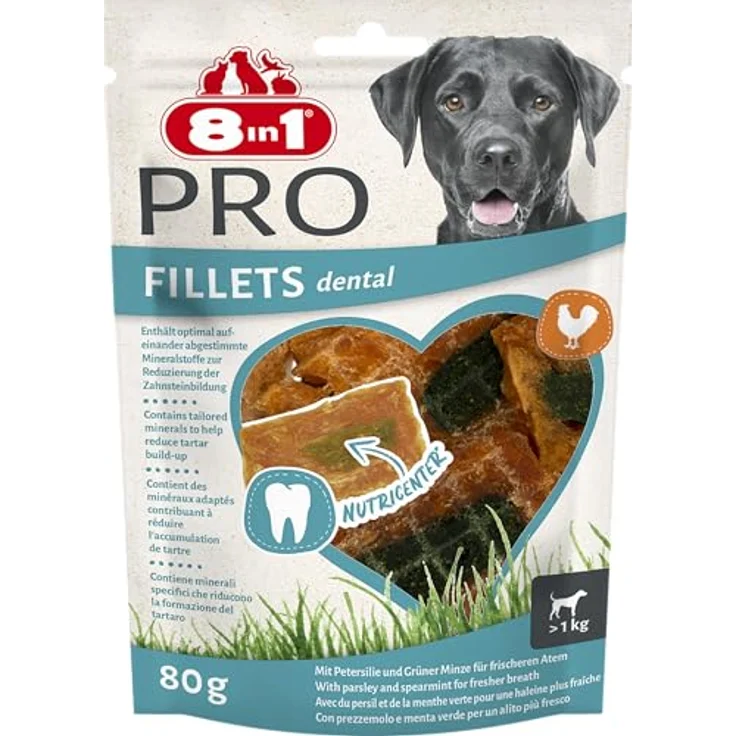 8in1 Fillets Pro - pro breath, zuckerfreier Hundesnack mit hochwertigem Geflügel, Größe S, 80 g – Bild 1