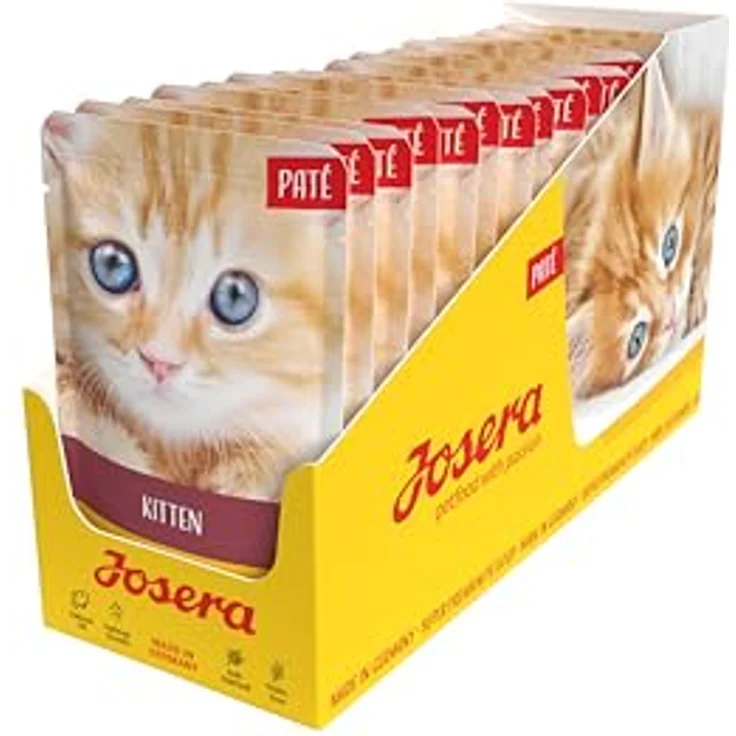 JOSERA Paté Kitten, getreidefreies Katzenfutter mit Huhn, Karotte und Lachsöl, 16 x 85 g, Super Premium Nassfutter für wachsende Katzen, Made in Germany – Bild 1