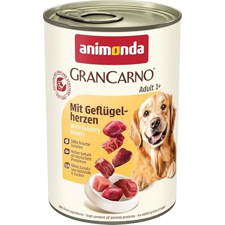 animonda GranCarno Adult mit Geflügelherzen, Hunde Nassfutter ohne Getreide, 100% frische Zutaten, 6 x 400 g – Bild 3