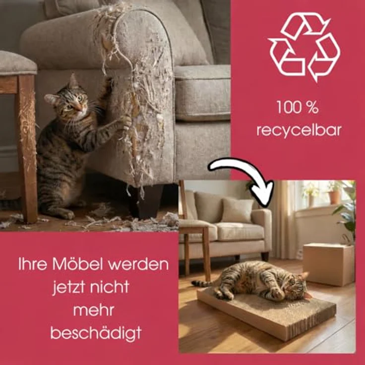 DecoHomeTextil Kratzbrett Krallen Kiste, 5er-Set beidseitige Kratzmatte aus recycelbarer Pappe, 44 x 29,5 x 13 cm, für alle Katzenrassen – Bild 5
