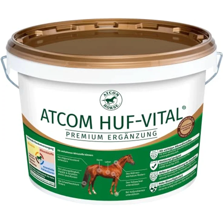LEXA ATCOM HUF-VITAL ®, Pferdefutter für gesunde Hufe, Fellpflege und starke Muskeln, 10 kg Eimer
